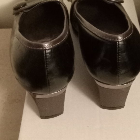 Melluso Vintage Black Leather Chunky Kitten Heels shoes cottagecore boho EU 40 - Picture 4 of 6